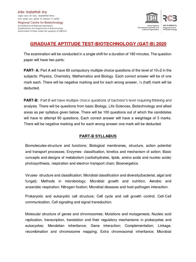 Gat B Syllabus | PDF | Plasmid | Gene