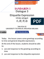 Mandarin 1: Dialogue 3 Etiquette Expression 礼貌用语