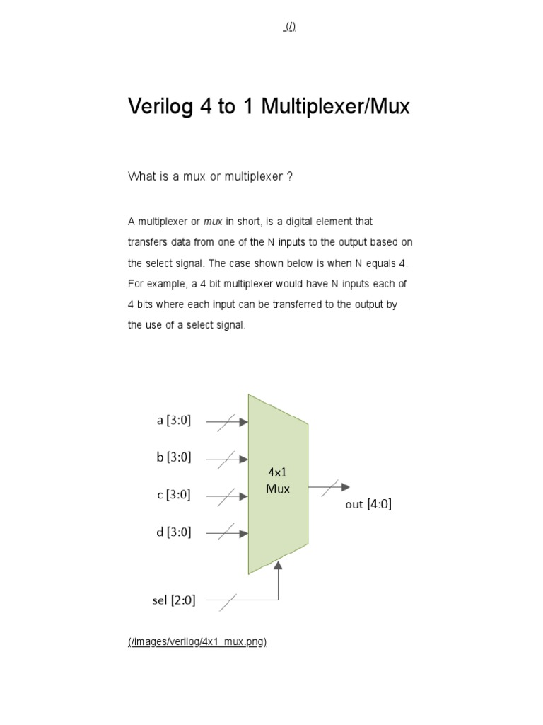 Verilog 4 To 1 Multiplexer/Mux | PDF | Digital Electronics ...