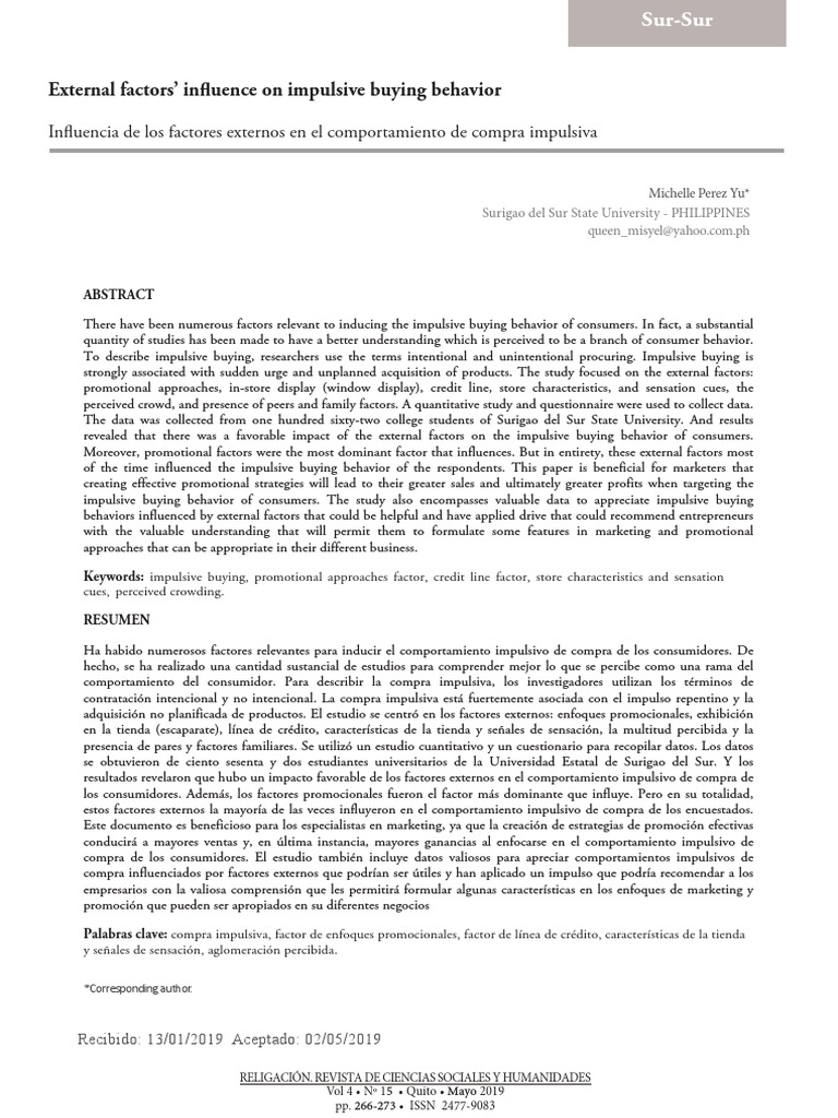 External Factors in Impulsive Buying | PDF | Consumer Behaviour | Behavior