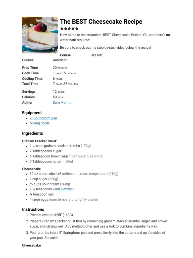 The BEST Cheesecake Recipe Sugar Spun Run PDF