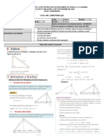 Guía de aprendizaje de Matemáticas sobre resolución de triángulos y estadística descriptiva
