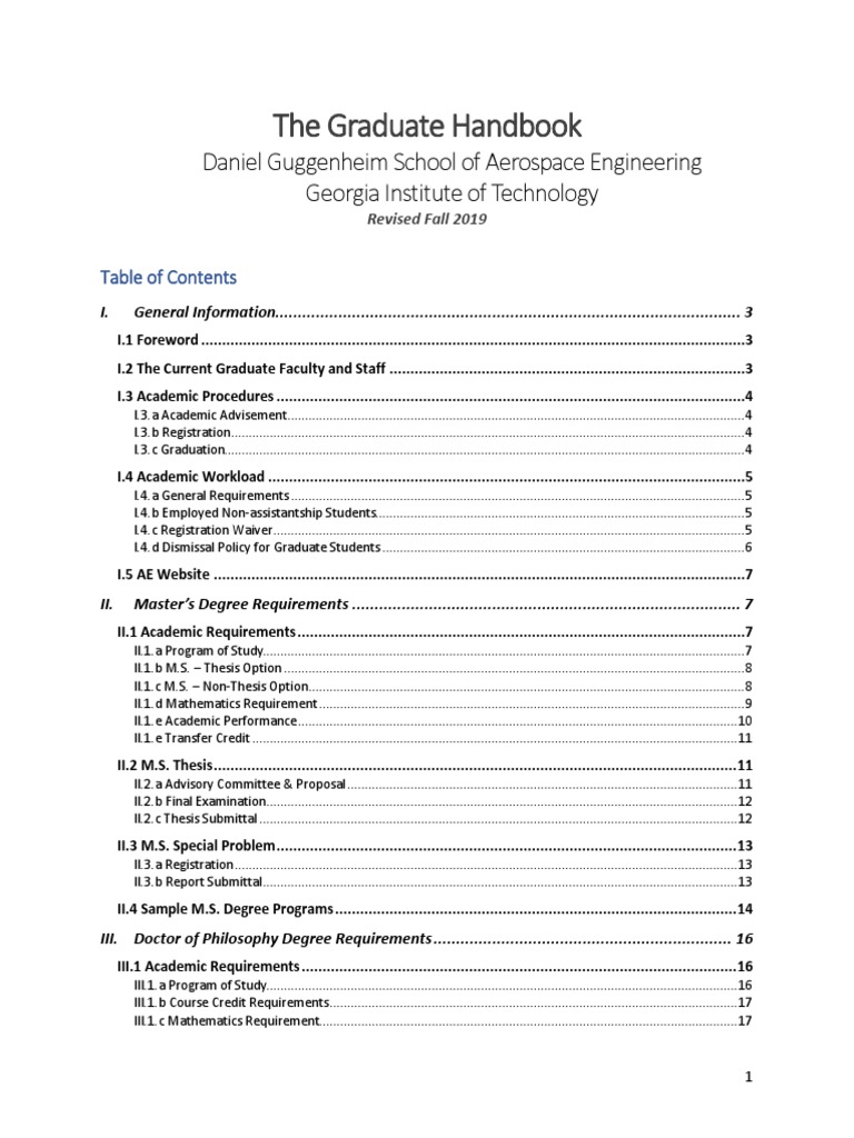 The Graduate Handbook: Daniel Guggenheim School of Aerospace ...