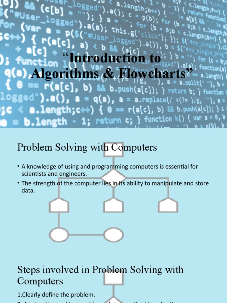 Introduction To: Algorithms & Flowcharts | PDF | Algorithms | Computer ...