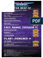 Grass Fed Beef and Chicken Burgers Menu