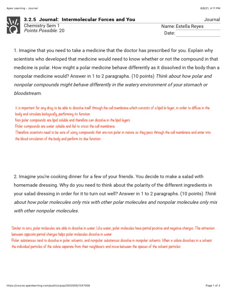 Journal 3.2.5 | PDF | Chemical Polarity | Solution