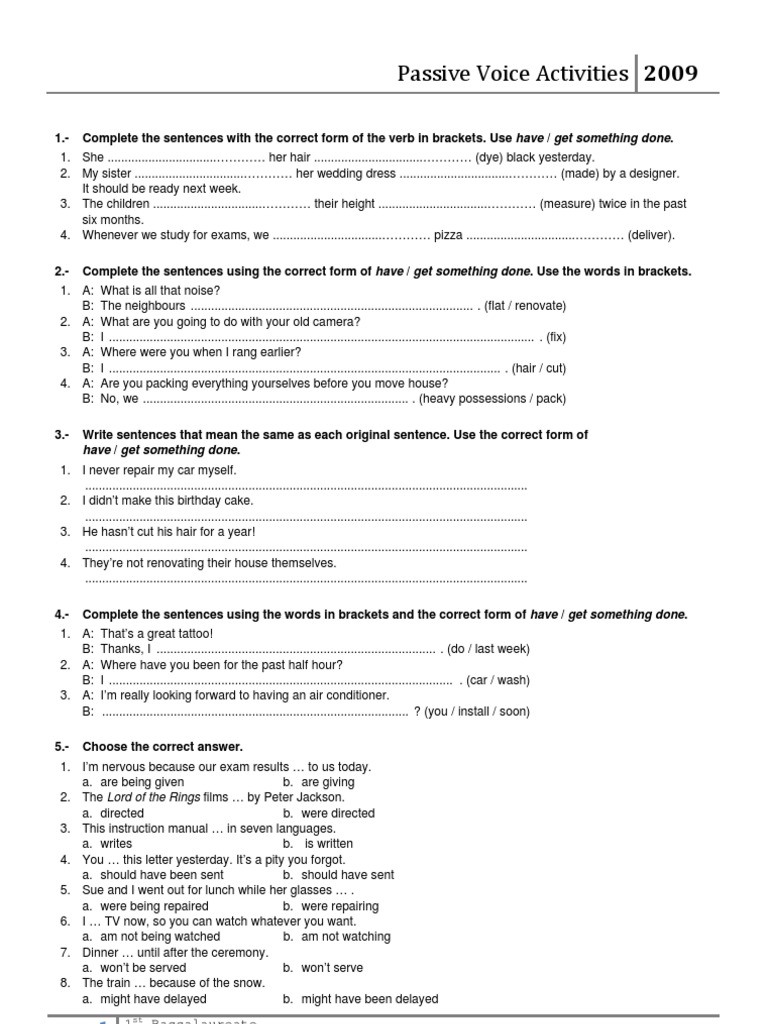 Passive Voice Activities | PDF | Language Arts & Discipline | Foreign ...