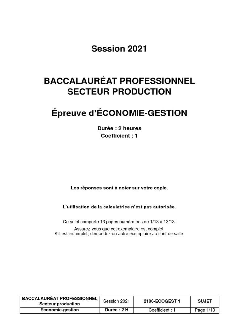Livre Economie gestion Bac Pro Industriel Corrigé Pdf BAC PRO 2021 Eco Gestion | PDF | Intérim (travail) | Sociétés