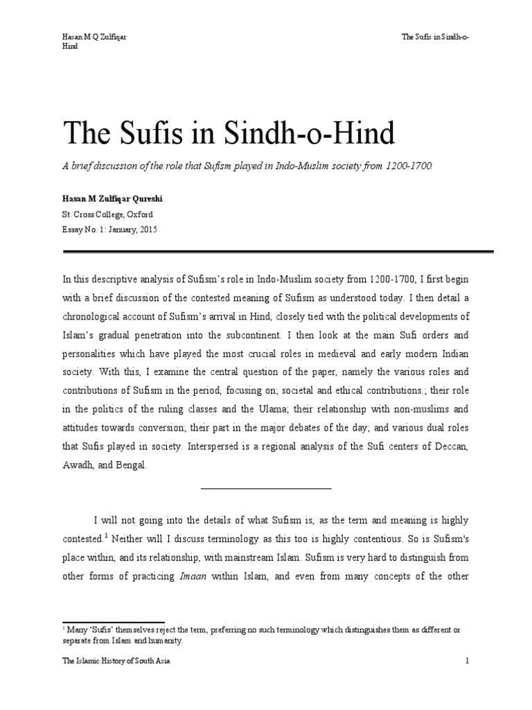 The Sufis in Sindh-o-Hind: A Brief Discussion of The Role That Sufism ...