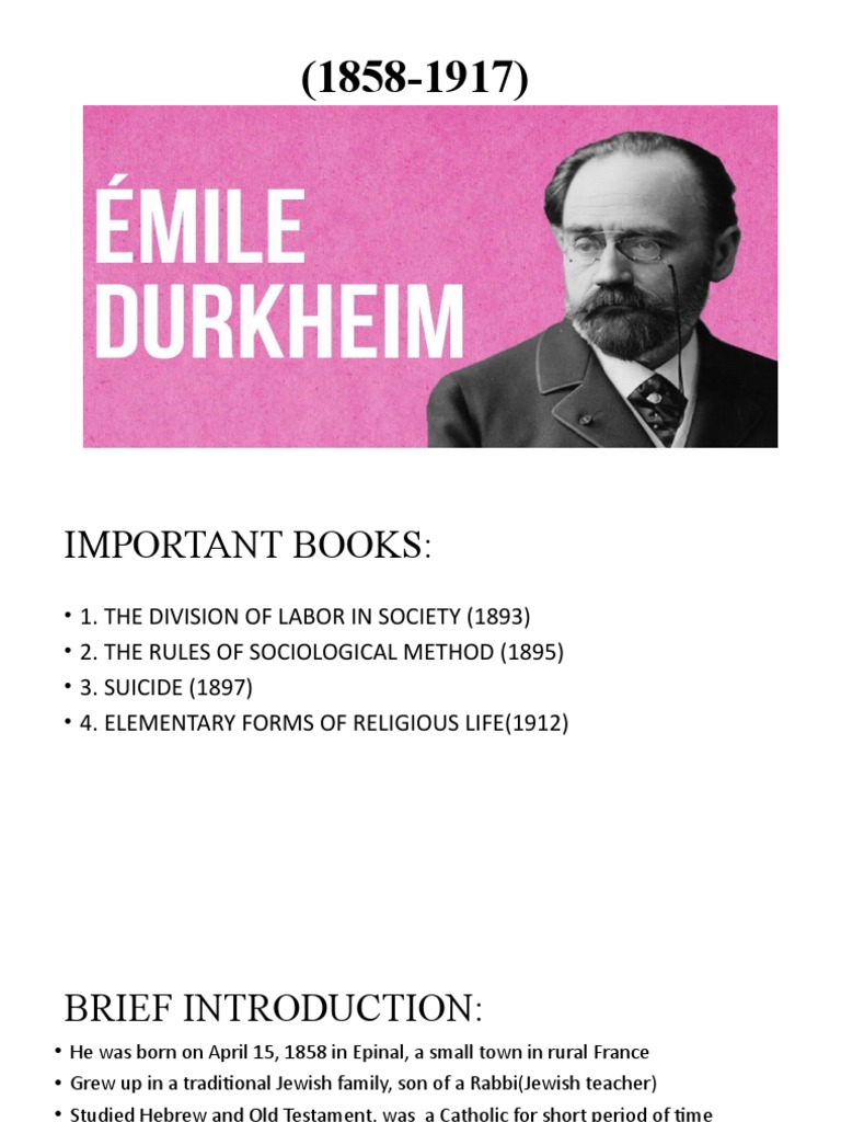 Emile Durkheim: Key Concepts in Sociology | PDF | Division Of Labour ...