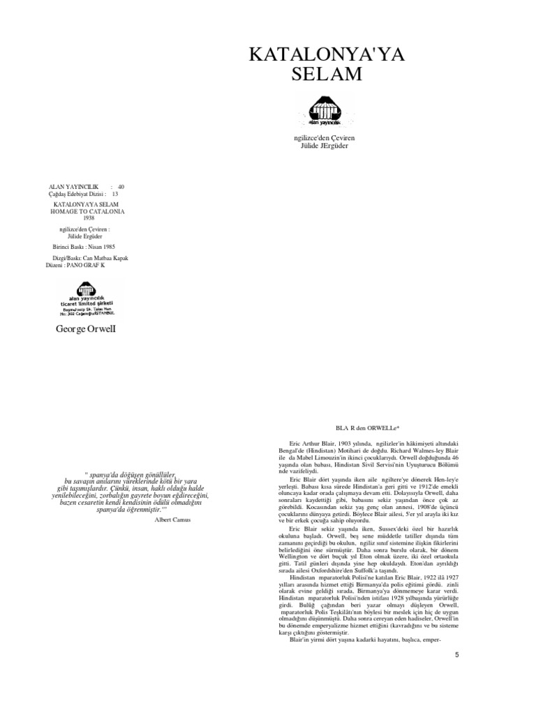 George Orwel L Katalonya Ya Selam