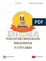 Volcán de chocolate, pingüinitos y cup cakes