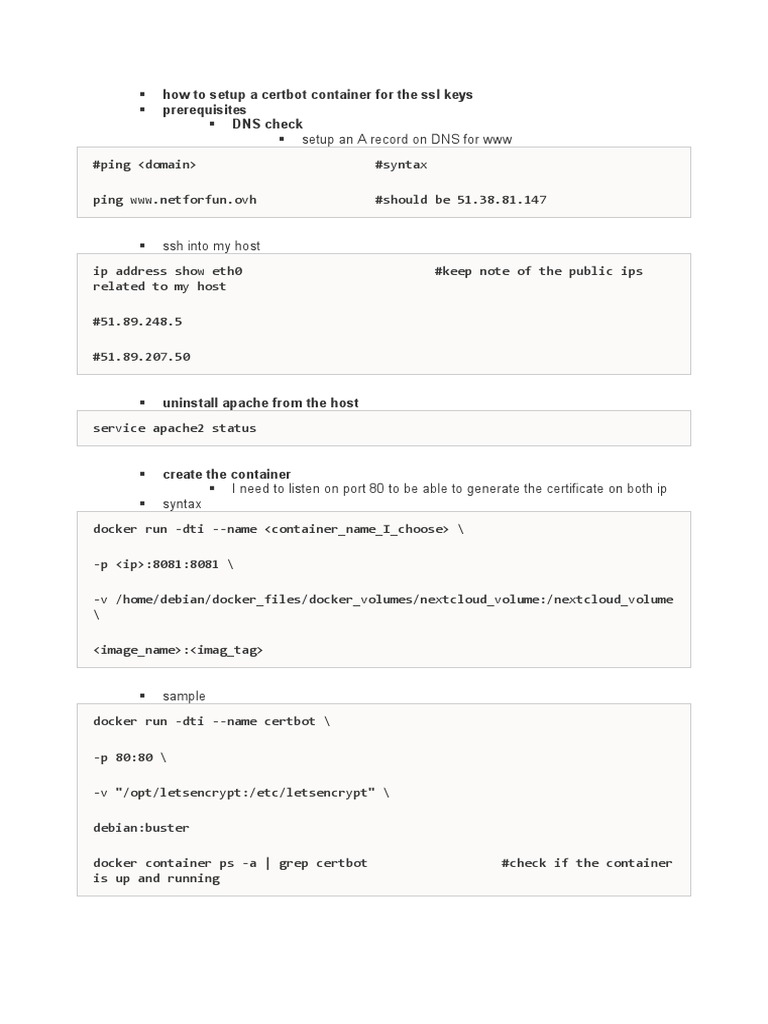 Certbot Setup for SSL in Docker | PDF | Information Technology ...