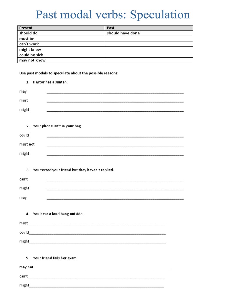 Past Modals and Speculation Guide | PDF