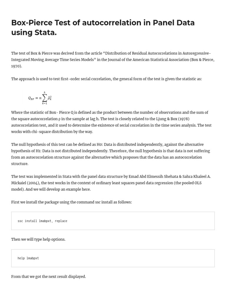 Boxpierce Test Calculator – A Novel Correction for the Adjusted Box ...