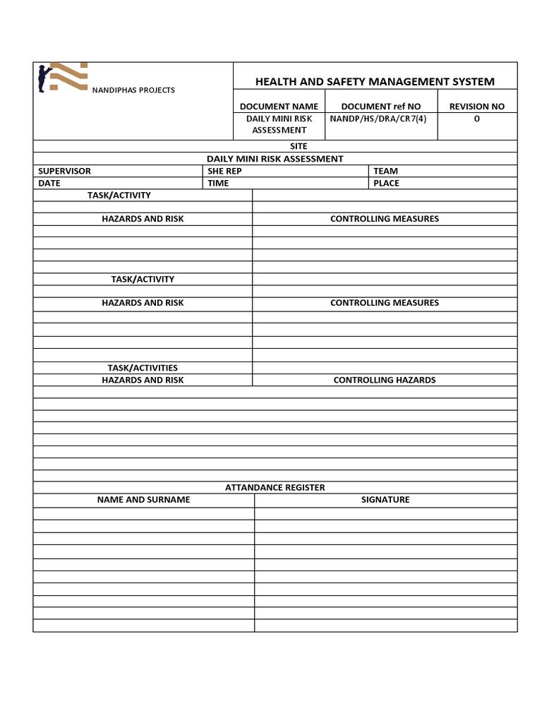 Daily Mini Risk Assessment Nandiphas Projects Alexandra | PDF