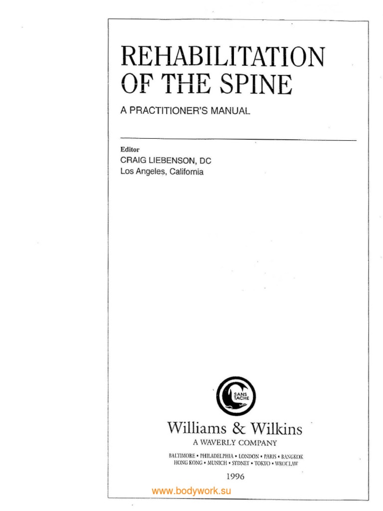 Rehabilitation of Spine - A Practitioner's Manual | PDF