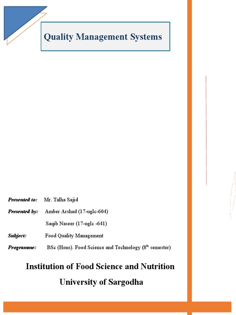 Food Quality Management Systems Overview | PDF | Hazard Analysis And ...