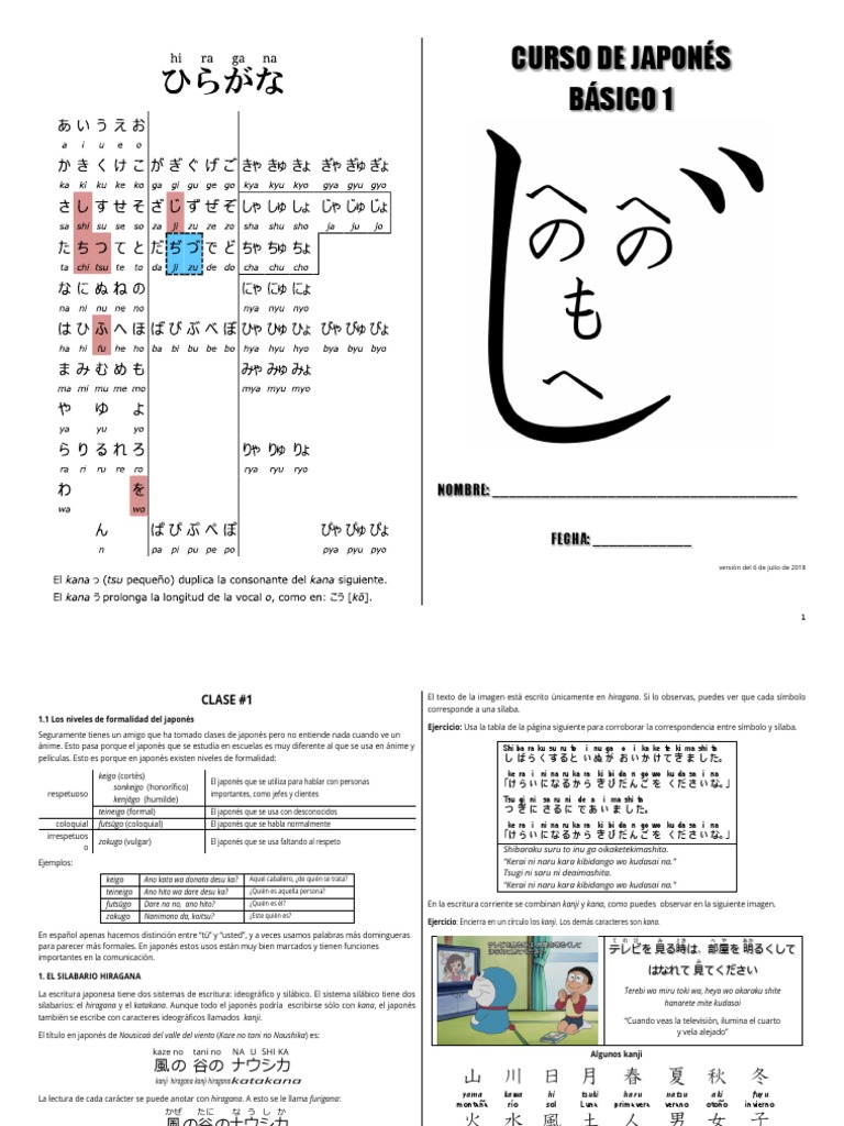 Curso Basico 1 De Japones Pdf Kanji Sistema De Escritura Japonesa