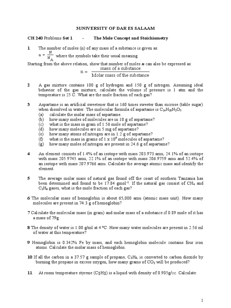 Kazi 1 Pdf Mole Unit Hydrochloric Acid