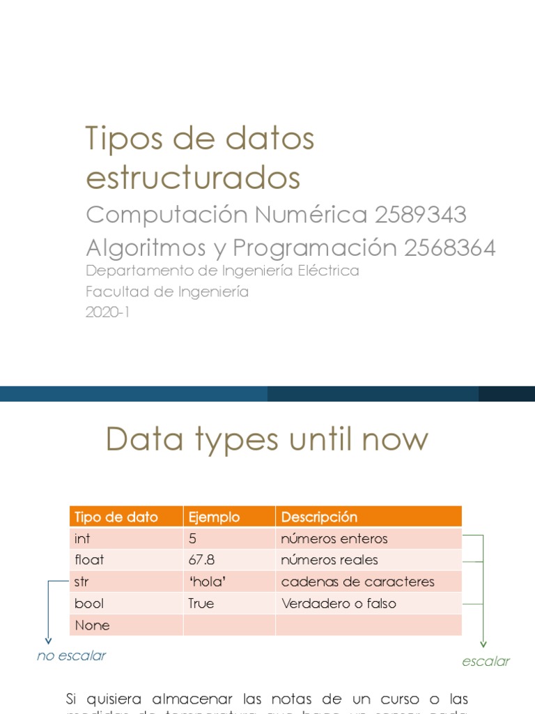 Tipos de Datos Estructurados en Python | PDF | Tipo de datos | Lógica ...