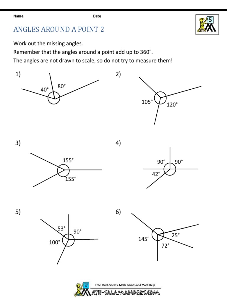 Angles Around a Point Worksheet | PDF | Technology & Engineering
