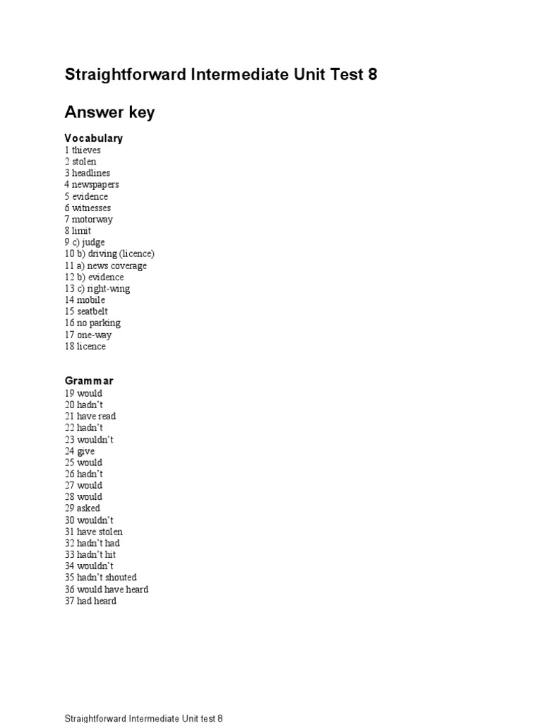 Unit Test 8 Key | PDF