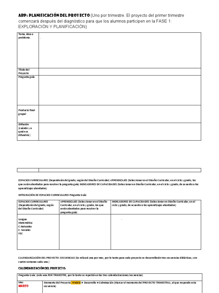 Planificación de Proyectos Educativos trimestrales | PDF | Crecimiento ...