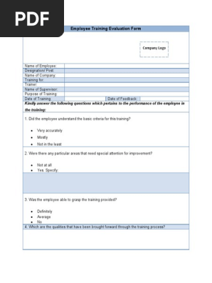 Employee Training Evaluation Form