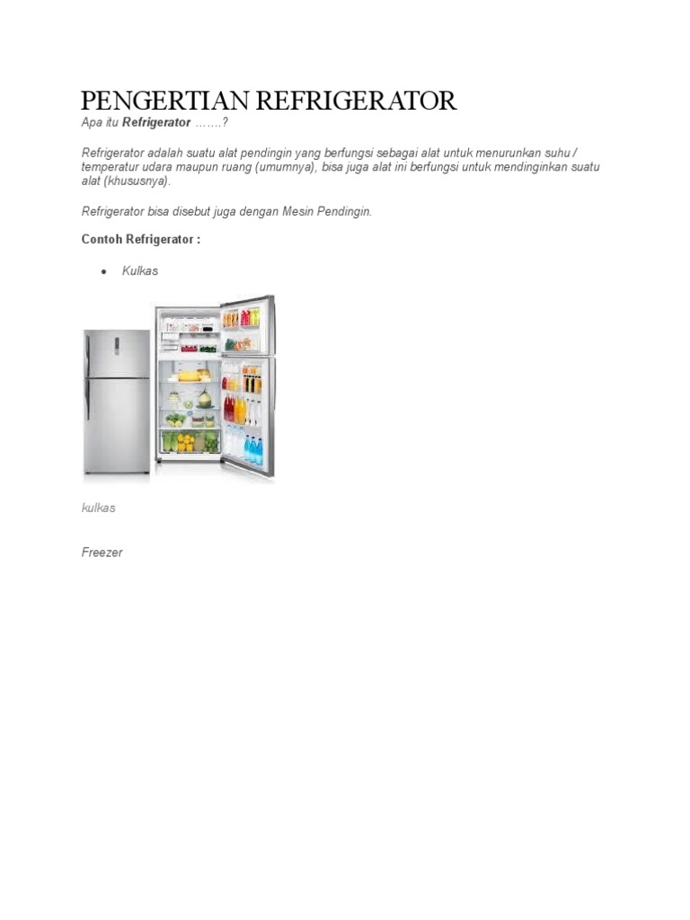 Pengertian Refrigerator Pdf