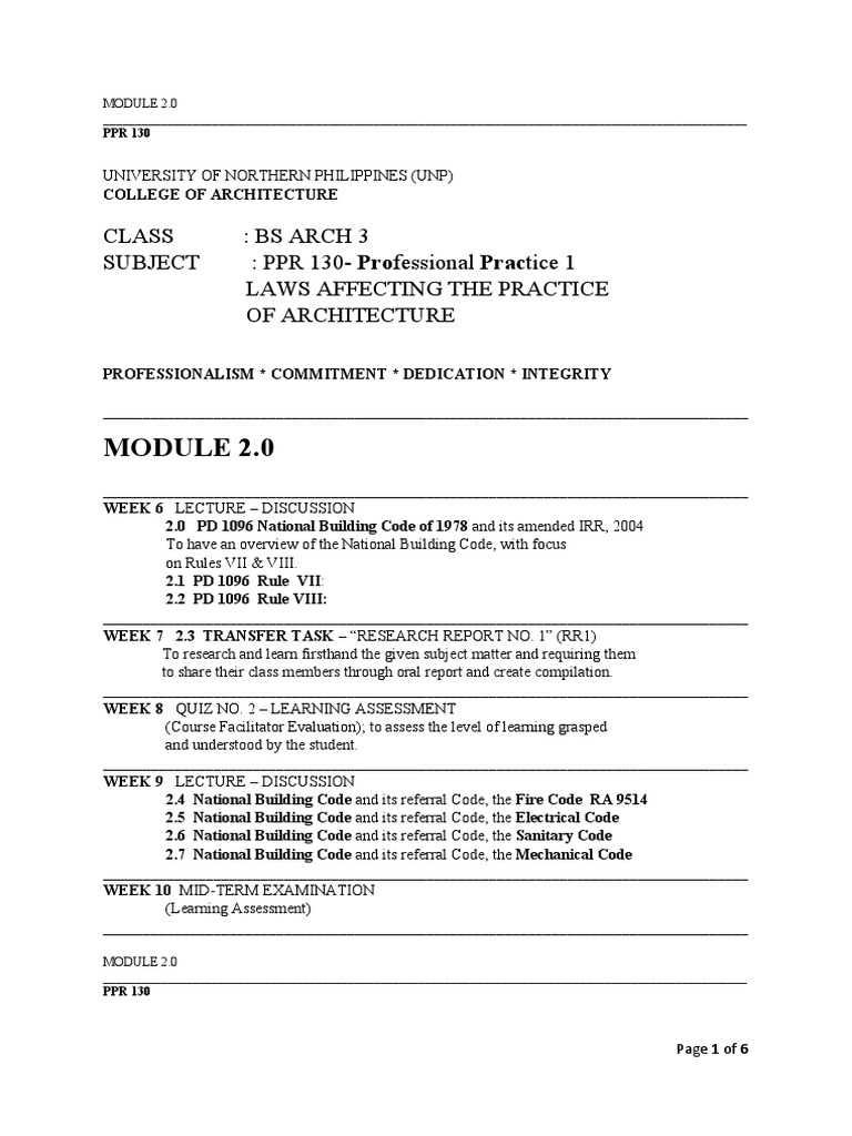 Class bs arch 3 subject ppr 130 professional practice 1 laws