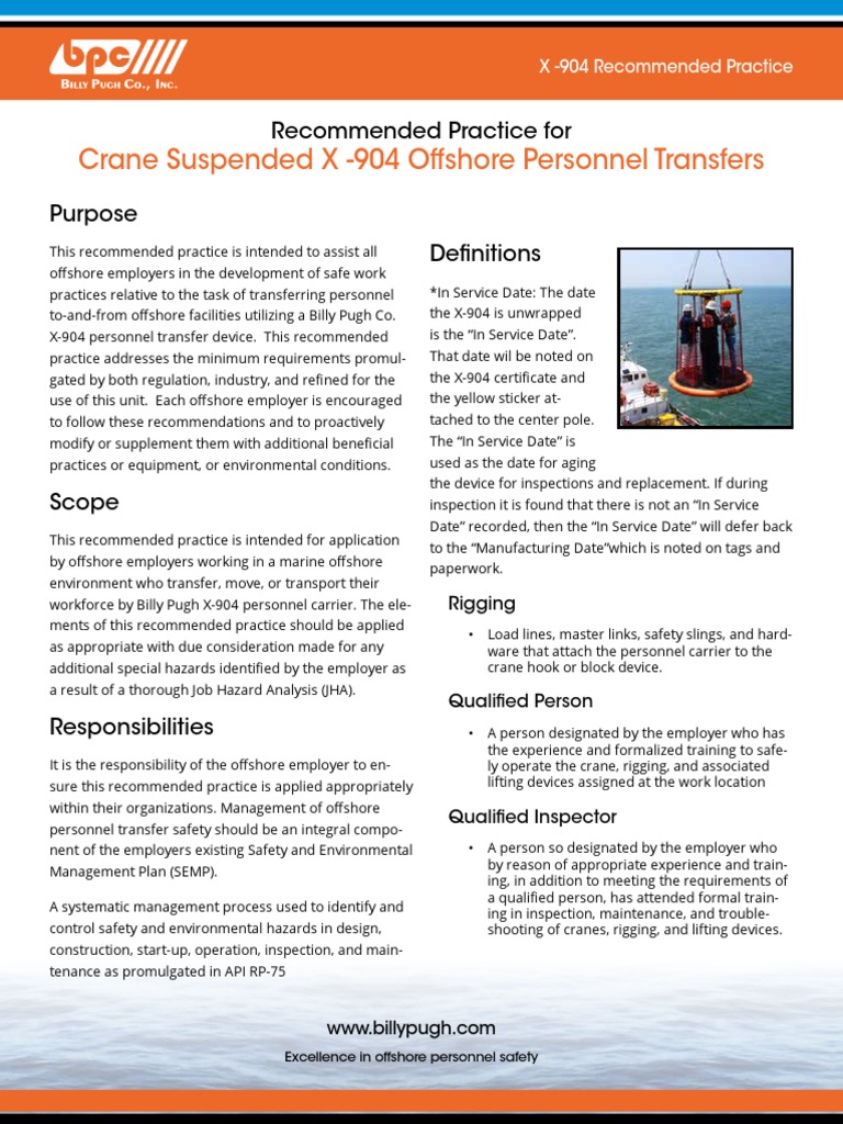 X-904 Offshore Personnel Transfer Guidelines | PDF | Crane (Machine ...