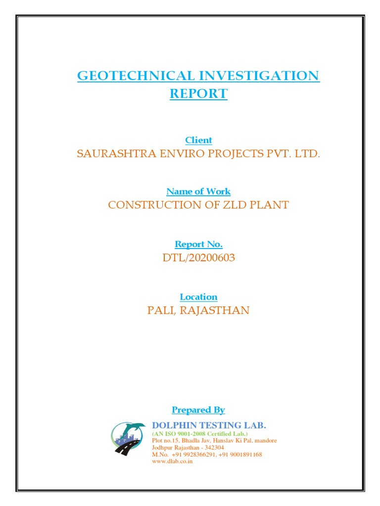 Geotechnical Investigation: Saurashtra Enviro Projects Pvt. LTD | PDF ...