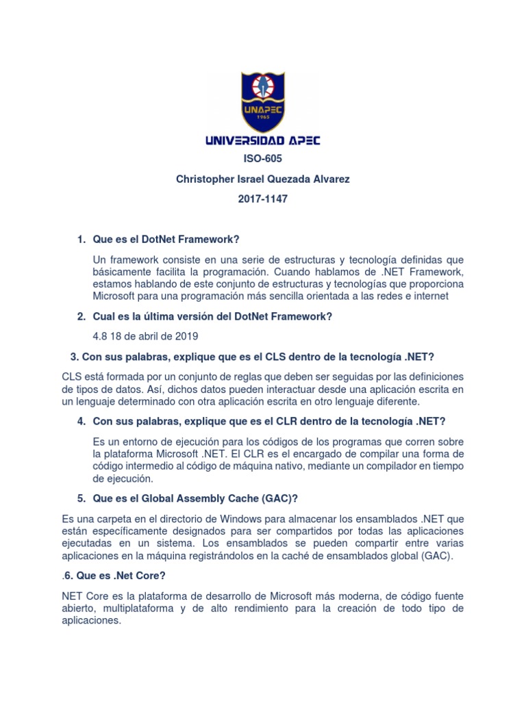 Introducción al DotNet Framework y ISO 605 | PDF | .NET Framework ...