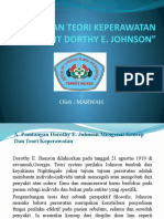 "Konsep Dan Teori Keperawatan Menurut Dorthy E. Johnson": Oleh: Marwah