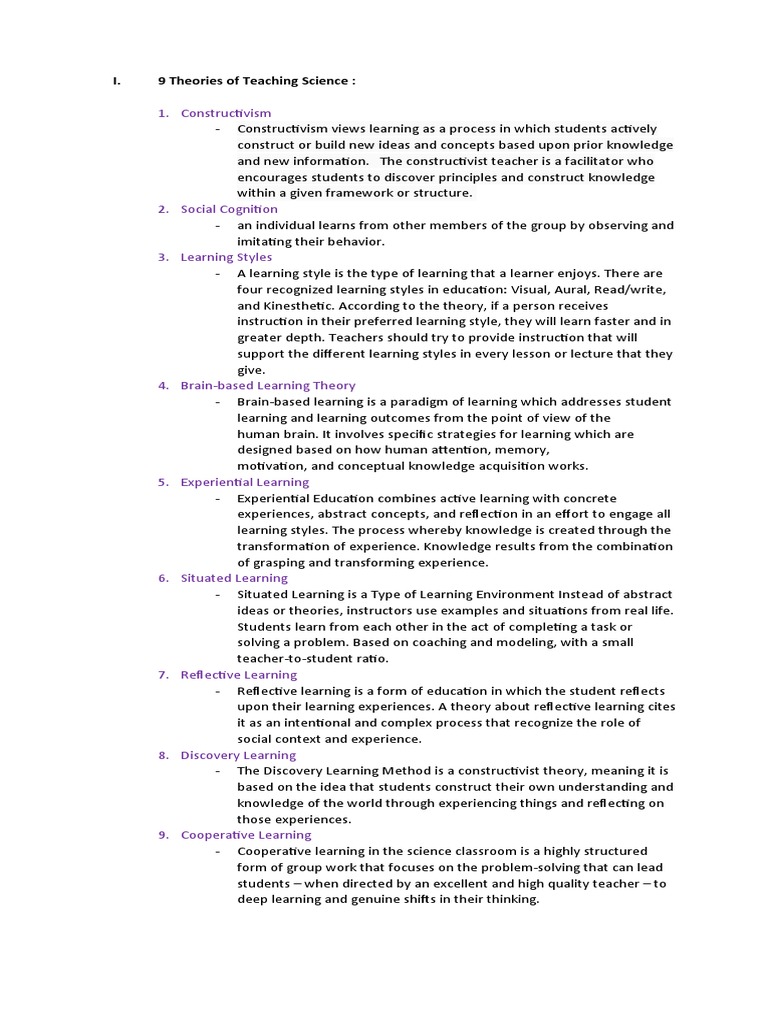 Teaching Theories in Science Education | PDF | Constructivism ...