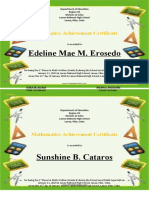 Edeline Mae M. Erosedo: Mathematics Achievement Certificate