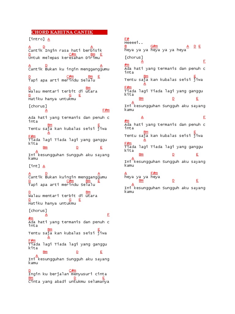 Chord Kahitna Cantik | PDF
