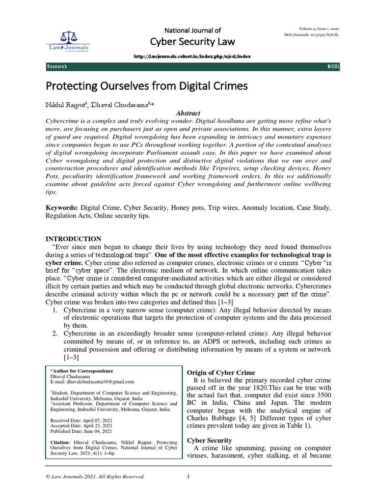 Protecting Ourselves From Digital Crimes | PDF | Computer Security ...
