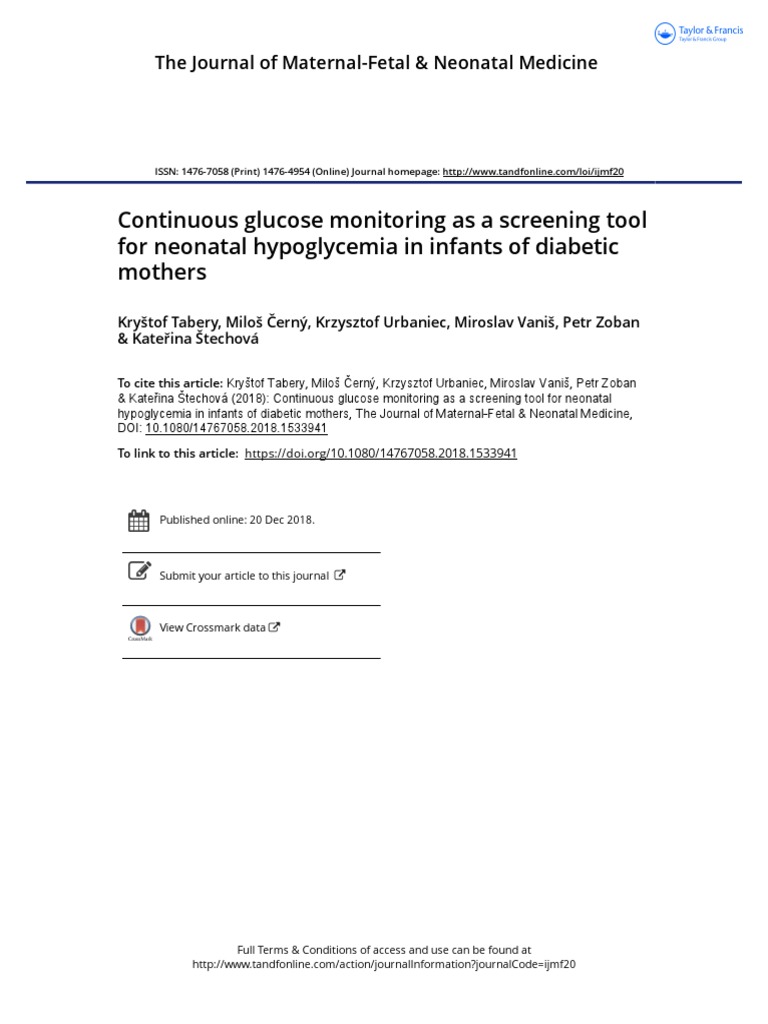 Continuous Glucose Monitoring As A Screening Tool of Neonatal
