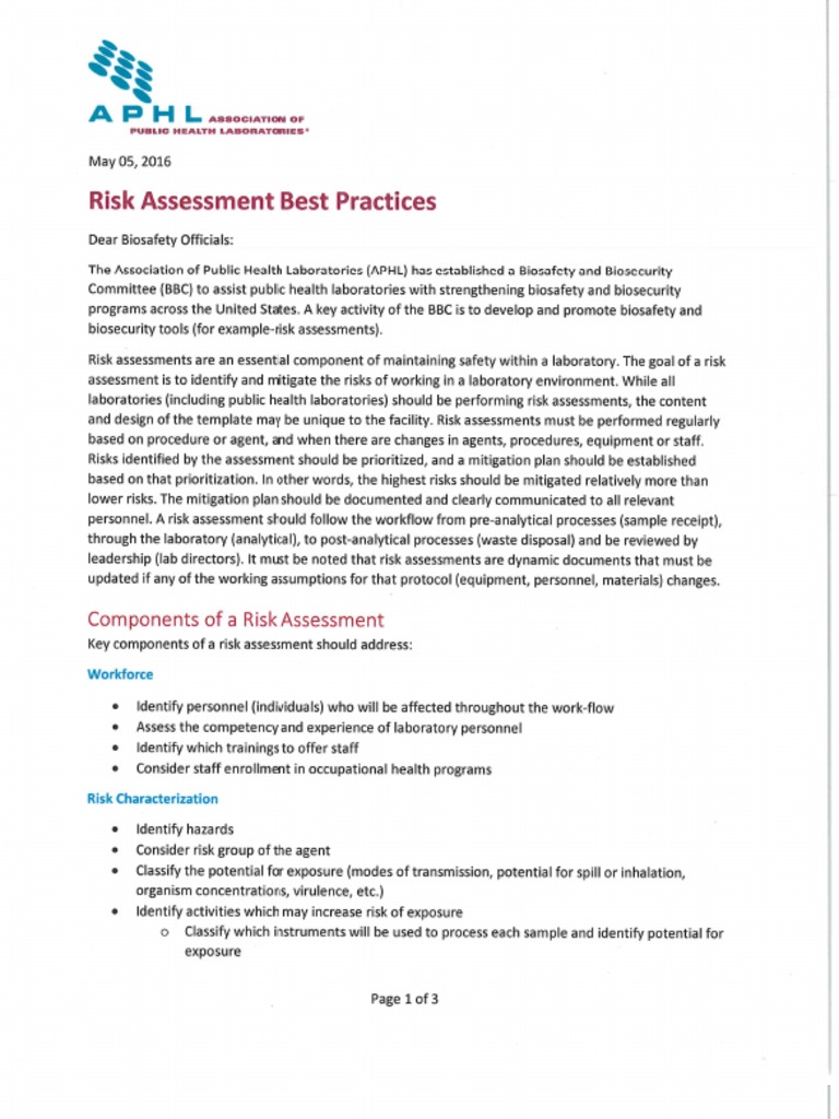 Alaska Laboratory Risk Assessment Procedures | PDF | Risk Assessment ...
