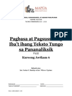 Pagbasa at Pagsusuri NG Iba't Ibang Teksto Tungo Sa Pananaliksik