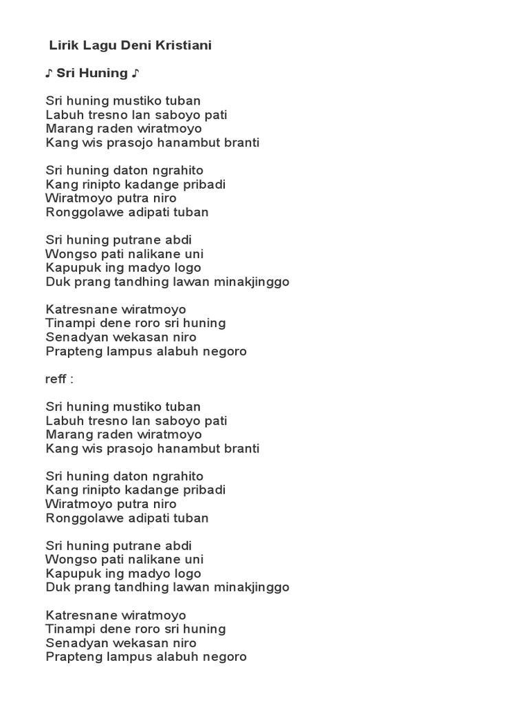 Lirik dan Makna Lagu Sri Huning | PDF | Agama & Spiritualitas