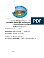 College Engineering Monthly Internship Report
