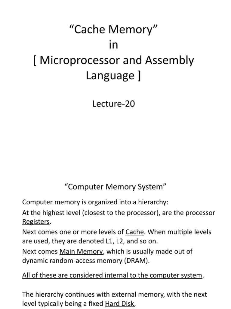 Cache Memory in Microprocessors | PDF | Cpu Cache | Computer Data Storage