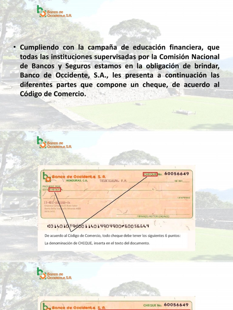 Partes y llenado de cheques en Honduras | PDF | Finanzas y dinero | Derecho
