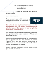 O legados dos Pré-Reformadores para Igreja Conteporanea