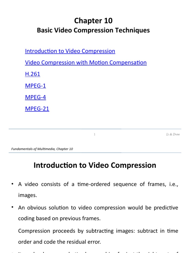 It342 Basic Video Compression Standards PDF Data Compression Video