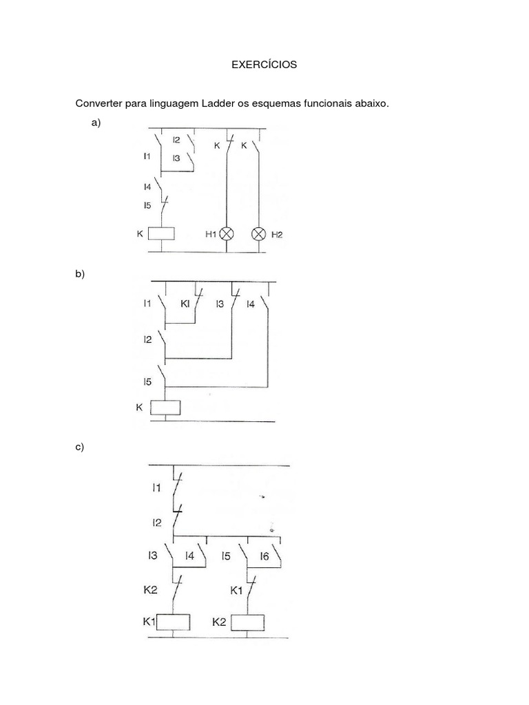 EXERCÍCIOS Conversão diagrama funcional para Ladder II1 PDF