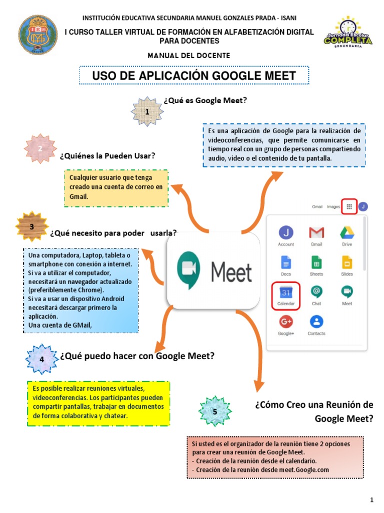 Guía de Uso de Google Meet para Docentes | PDF | Gmail | Videotelefonía